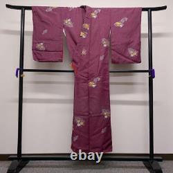 Japanese Antique Fine Pattern Plum Blossom Chrysanthemum Bamboo Hana Kimono