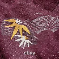 Japanese Antique Fine Pattern Plum Blossom Chrysanthemum Bamboo Hana Kimono