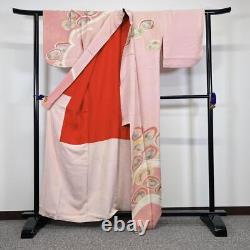 Japanese Antique Shell Streamline Embroidery Fine Pattern Kimono