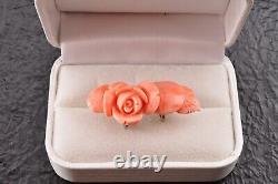 Japanese Antique pink Coral (1.41in 65ct) Rose OBIDOME with certificate and Box