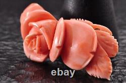 Japanese Antique pink Coral (1.41in 65ct) Rose OBIDOME with certificate and Box