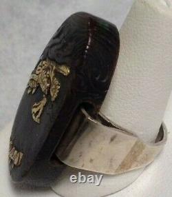 Japanese Boat Shakudo Mixed Metals Ring Sterling Bronze Gold Antique