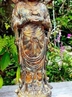 Japanese Buddha KANNON Large Bronze Statue 20.6 inch Antique MEIJI Era Fine Art