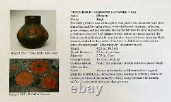 Japanese Cloisonne Tree Bark Enameled Vase Pictured In Book (PIB)