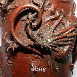 Japanese Copper Dragon Fine vase Flower artist's work Signed Takashi Omori BV368