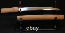 Japanese Edo Hirazukuri Wakizashi Sword Dagger Fine Temper Line Silver Habaki