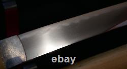 Japanese Edo Hirazukuri Wakizashi Sword Dagger Fine Temper Line Silver Habaki