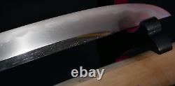 Japanese Edo Hirazukuri Wakizashi Sword Dagger Fine Temper Line Silver Habaki