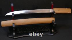 Japanese Edo Hirazukuri Wakizashi Sword Dagger Fine Temper Line Silver Habaki