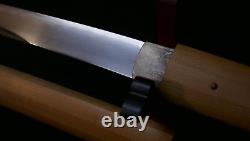 Japanese Edo Hirazukuri Wakizashi Sword Dagger Fine Temper Line Silver Habaki