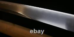 Japanese Edo Hirazukuri Wakizashi Sword Dagger Fine Temper Line Silver Habaki