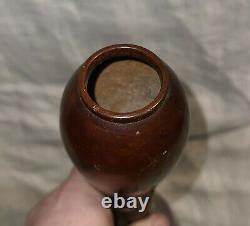 Japanese Fine Antique Cast Bronze Organic Gourd Bud Vase Signed