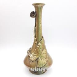 Japanese Fine Art Bronze Lily Sculpture Art Nouveau Vase Antique Meiji Period