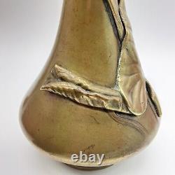 Japanese Fine Art Bronze Lily Sculpture Art Nouveau Vase Antique Meiji Period