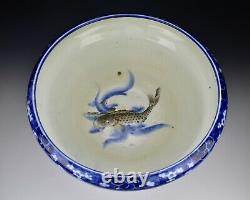 Japanese Fine Quality Two Piece Imari Punch Bowl With Fish 19th century