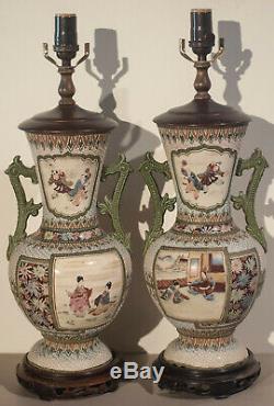 Japanese Finely Detailed Beautifully Preserved 2 Antique Lamps -Exceptional