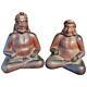 Japanese Gods Prosperity and Business Finely Sculpted Antique Hand-Carved, Pair