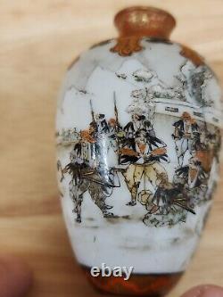 Japanese Hand Painted Porcelain Miniature Vase Samurai Meiji period Signed FINE