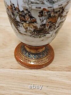 Japanese Hand Painted Porcelain Miniature Vase Samurai Meiji period Signed FINE