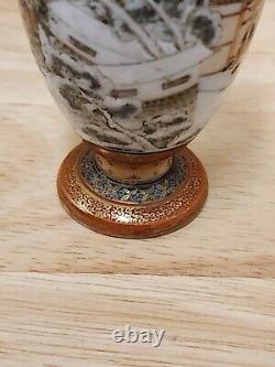 Japanese Hand Painted Porcelain Miniature Vase Samurai Meiji period Signed FINE