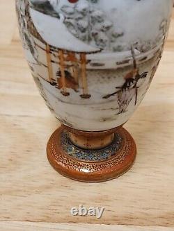 Japanese Hand Painted Porcelain Miniature Vase Samurai Meiji period Signed FINE