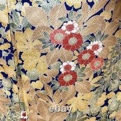 Japanese Kimono Showa Retro Antique Fine Pattern/Sleeve 63 Yellow 12