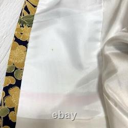 Japanese Kimono Showa Retro Antique Fine Pattern/Sleeve 63 Yellow 12