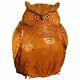 Japanese Large Hand Carved Peering Owl, Fine Midcentury Work of Art, Signed