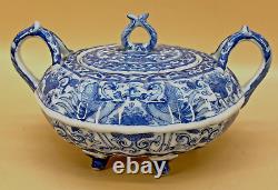 Japanese Meiji Blue & White Seto Bowl With Fine Decorations