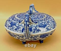 Japanese Meiji Blue & White Seto Bowl With Fine Decorations