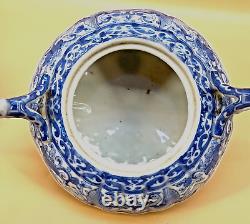 Japanese Meiji Blue & White Seto Bowl With Fine Decorations