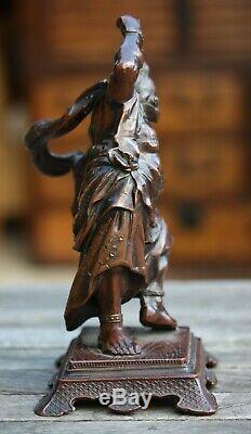 Japanese Meiji Period bronze / spelter figure of a rat catcher, finely cast