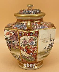 Japanese Meiji Satsuma Incense Burner With Handles & Fine Decorations Signed Hozan