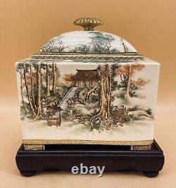 Japanese Meiji Satsuma Lidded Jar With Fine Decorations By Fuzan
