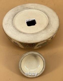 Japanese Meiji Satsuma Lidded Jar With Fine Decorations By Kinkozan
