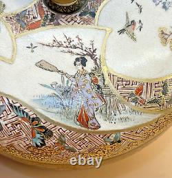 Japanese Meiji Satsuma Lidded Jar With Fine Decorations Signed Kozan