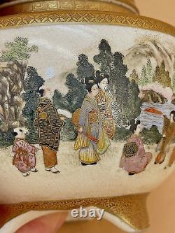 Japanese Meiji Satsuma Lidded Koro With Fine Decorations By Kintozan