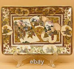 Japanese Meiji Satsuma Plate Tray With Fine Decorations, Signed