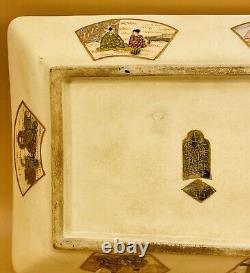 Japanese Meiji Satsuma Plate Tray With Fine Decorations, Signed