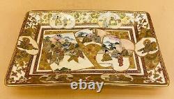 Japanese Meiji Satsuma Plate Tray With Fine Decorations, Signed