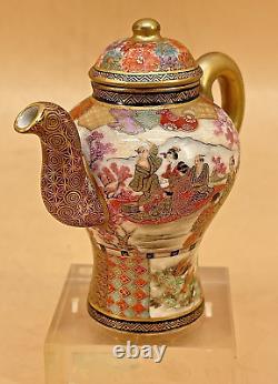 Japanese Meiji Satsuma Teapot With Fine Gold Decorations By Kaizan