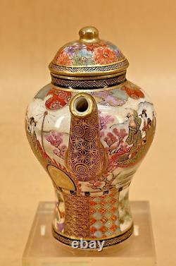 Japanese Meiji Satsuma Teapot With Fine Gold Decorations By Kaizan