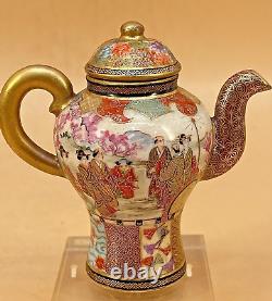 Japanese Meiji Satsuma Teapot With Fine Gold Decorations By Kaizan