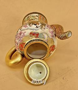 Japanese Meiji Satsuma Teapot With Fine Gold Decorations By Kaizan