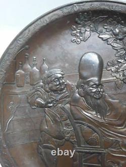 Japanese Meiji-Taisho Bronze on metal plate fine casting