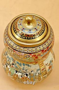 Japanese Meiji Tripod Satsuma Jar With Fine Decorations, Signed