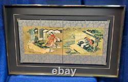 Japanese Petite Fine Woman's Hand Painted Garden Screen