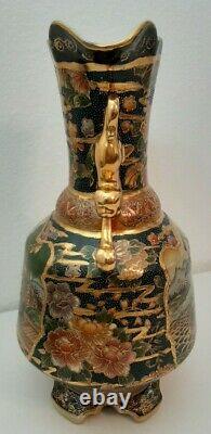 Japanese Satsuma Fine Porcelain Vase Moriage/Gold Gilt 14