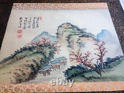 Japanese Scroll Painting Antique Fine Art Watercolor Washi Rice Paper, Silk Matt