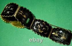Japanese Shakudo Gold Silver Bracelet Antique Meiji Period ca. 1900 Hallmarked
